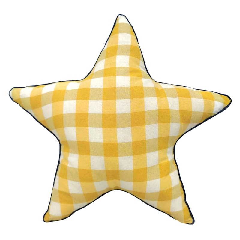 Gingham Star Plush Throw Pillow