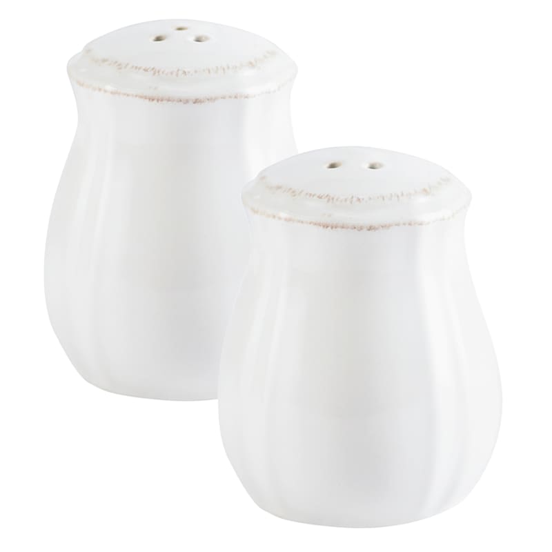 Providence White Scalloped Ceramic Salt & Pepper Shaker Set