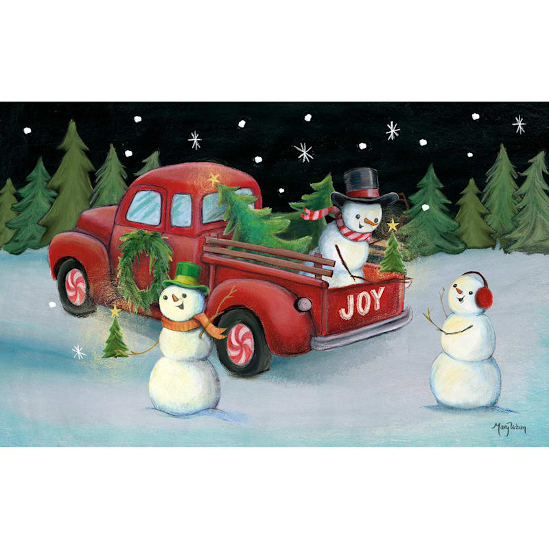 Snowman Christmas Tree Farm Kitchen Mat, 17x27