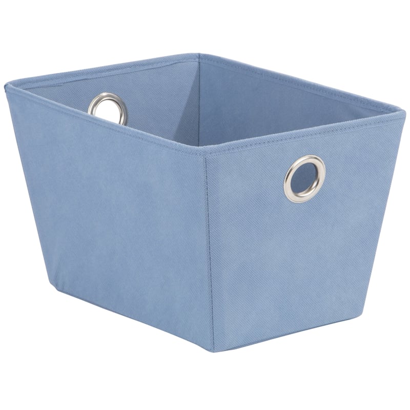 Small Fabric Storage Tote with Grommet Handles, Light Blue