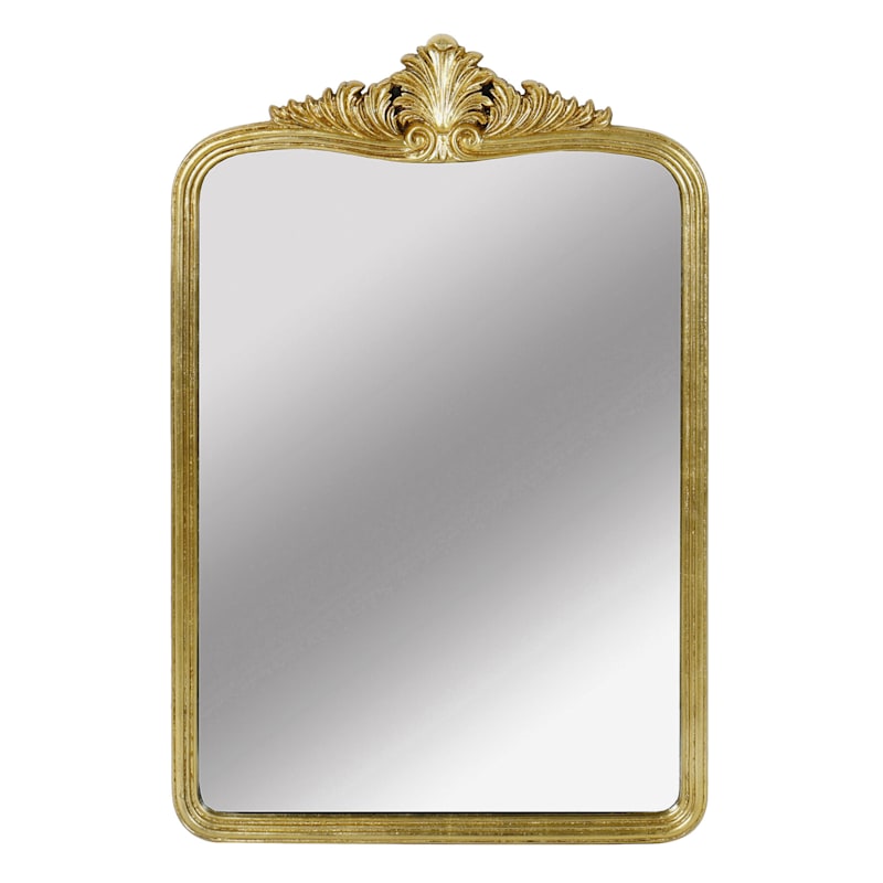 Wood Resin Gold Ornate Top Mirror, 25x37