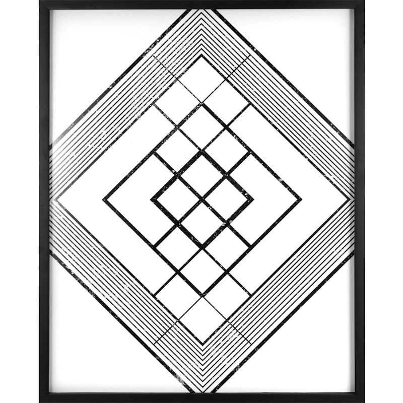 23X29 Geo Diamond Lines Framed Art