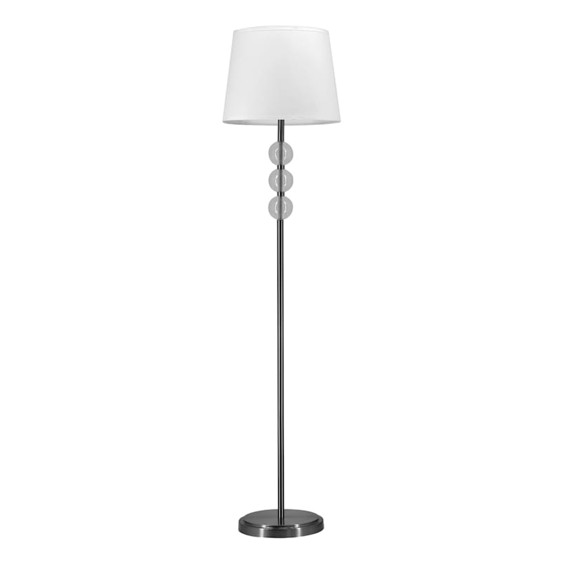 Laila Ali Silver Metal Floor Lamp with Glass Globes, 62"