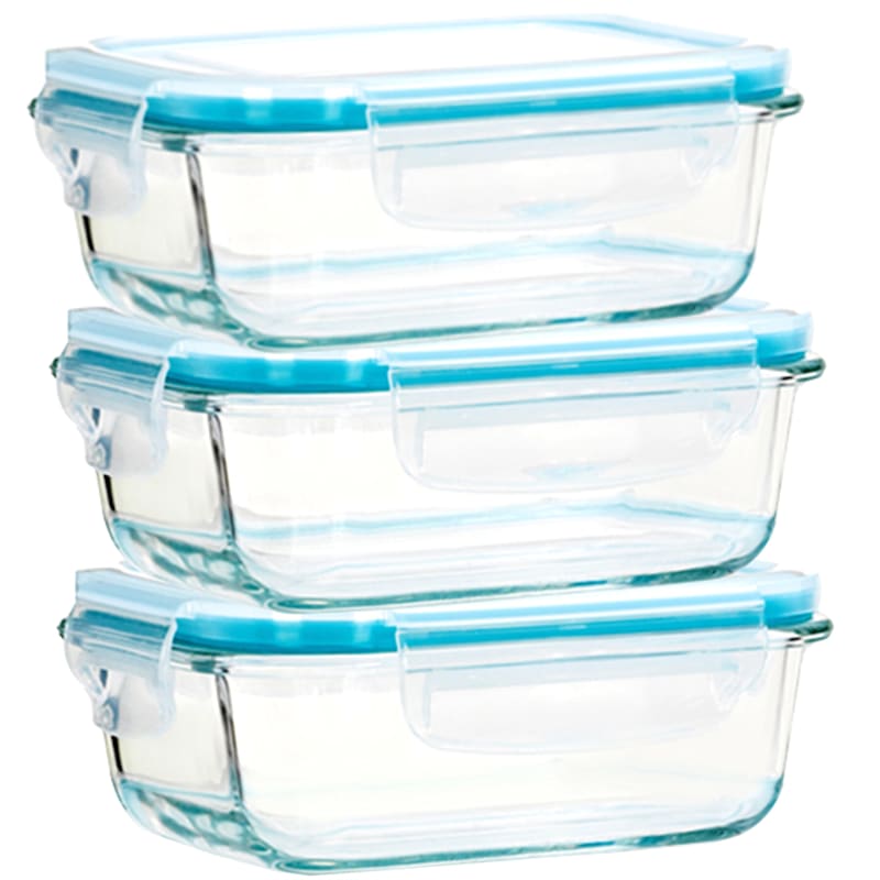 at Home 6-Piece Rectangle Glass Food Storage Set with Locking Lids