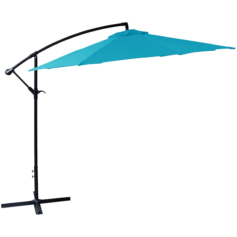 Round Offset Turquoise Outdoor Umbrella, 10'