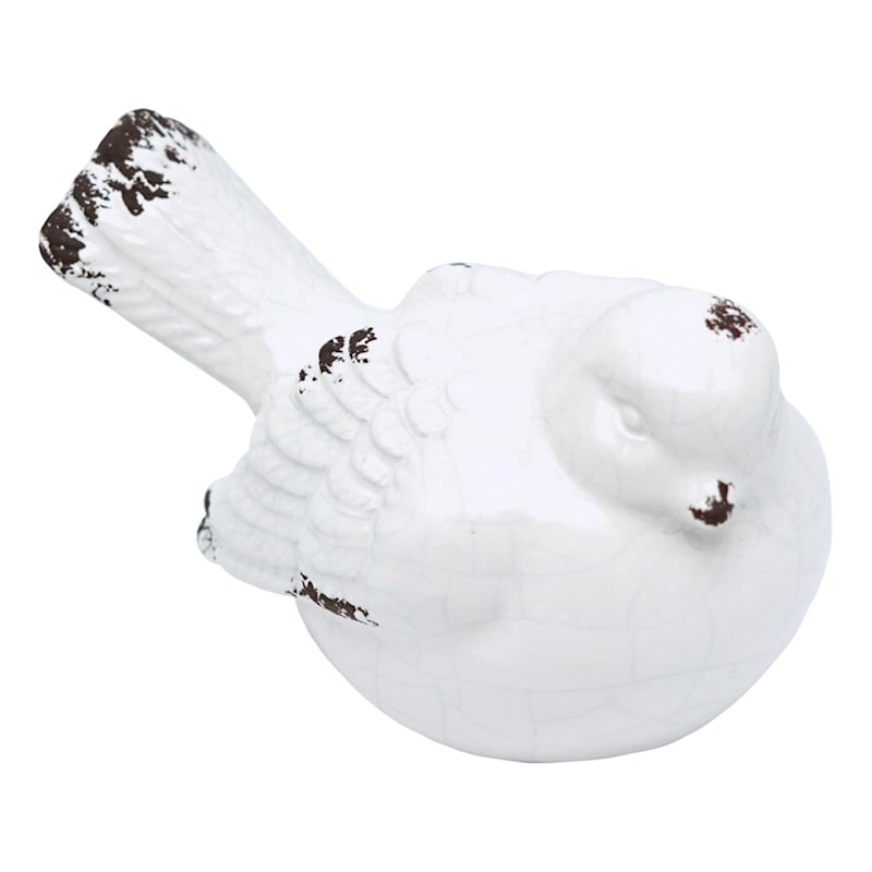 White Ceramic Bird, 4"