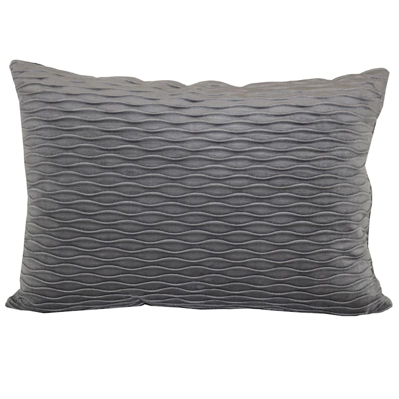 Gray Ripple Textured Plush Throw Pillow, 14x20