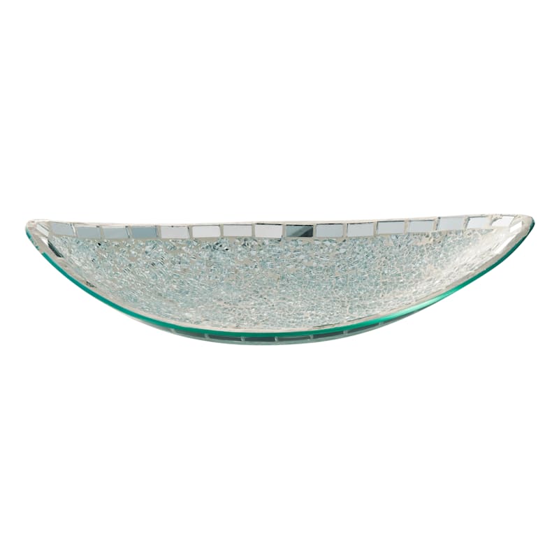 Mosaic Glass Crackled Mirror Tray, 15x7