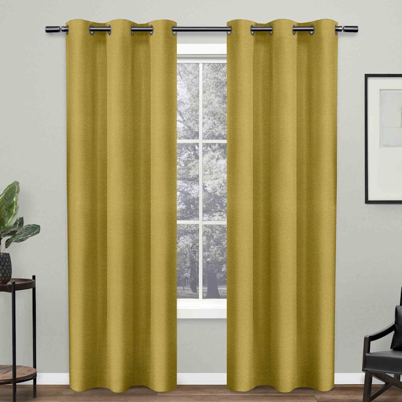 Curry Basket Weave Light Filtering Grommet Curtain Panel, 96"