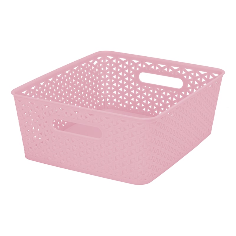Blush Pink Y-Weave Storage Basket, Medium