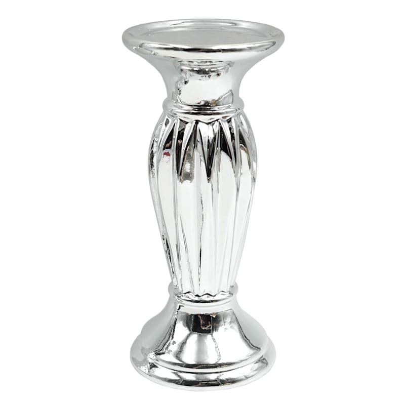 Metallic Silver Pillar Candle Holder 8 3723