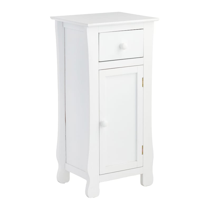 White 1-Drawer Cabinet End Table, 29"