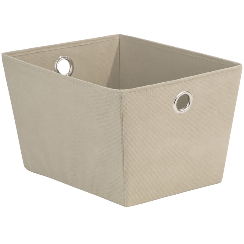 Medium Fabric Storage Tote with Grommet Handles, Taupe