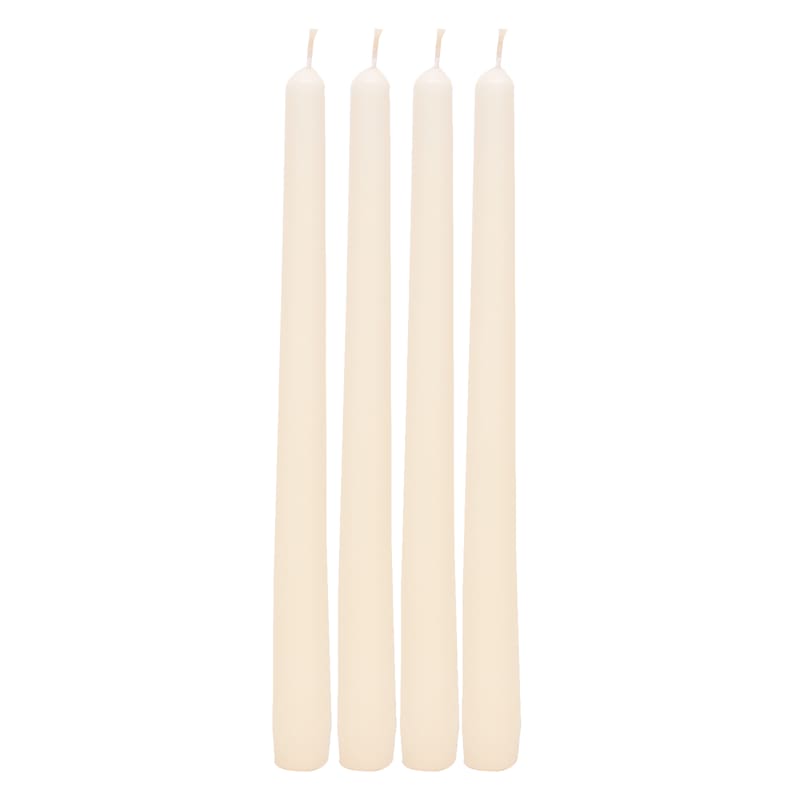 4-Pack Ivory Unscented Taper Candles, 10"