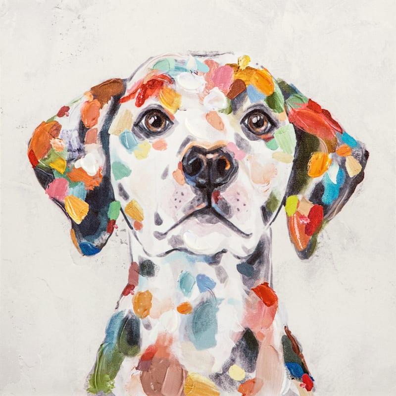 Rainbow Dog Portrait Canvas Wall Art, 12"