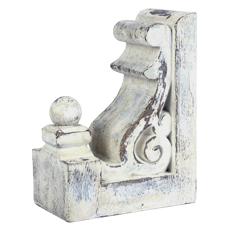White Distressed Bookend, 7"