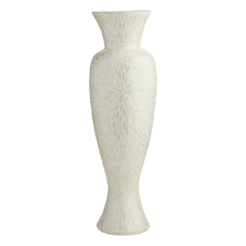 Ivory Solstice Capiz Floor Vase, 36"