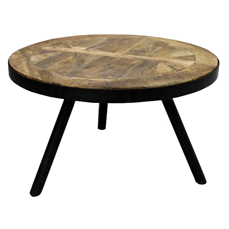Modern Saffron Wood Top Coffee Table With Metal Base