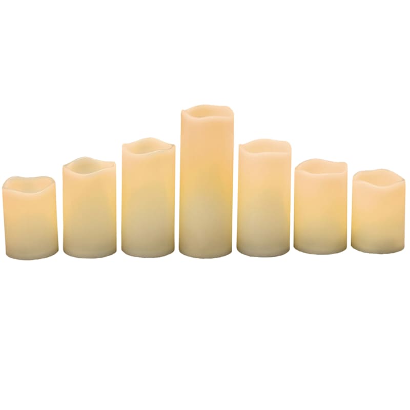 7-Piece Outdoor LED Candle Set, Ivory