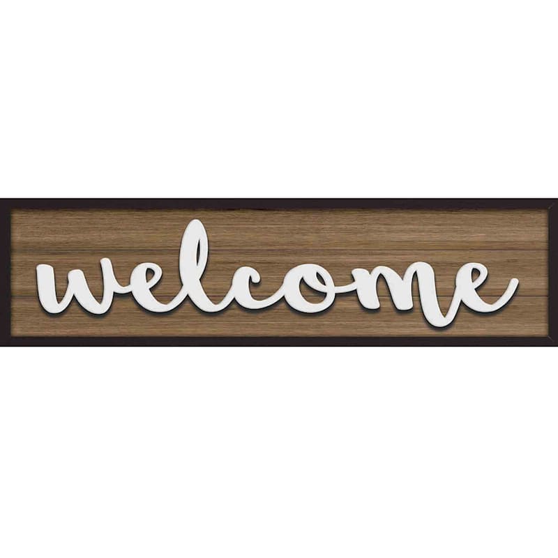 Welcome Framed Plaque with Lifted Word Wall Sign, 8x30