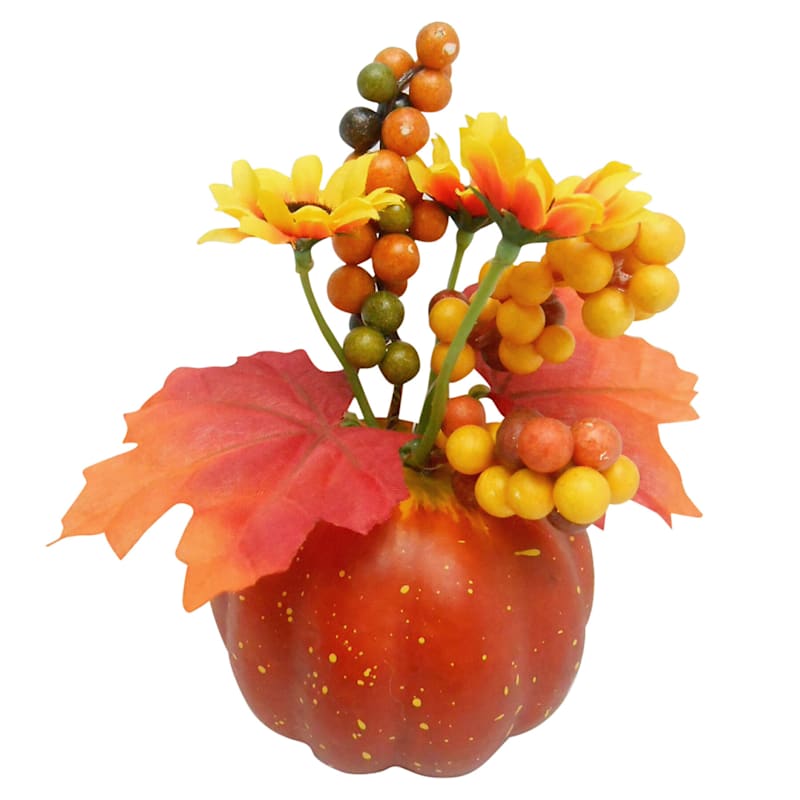 Grace Mitchell Orange Pumpkin with Sunflowers & Berries