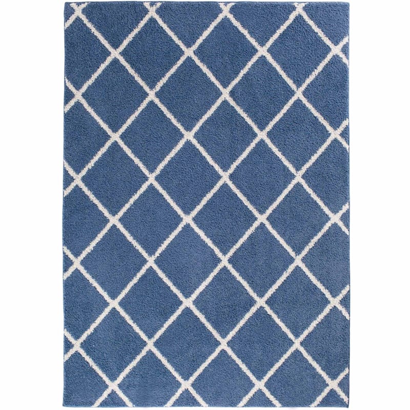 (D429) Brampton Blue Tufted Area Rug With Non-Slip Back, 5x7