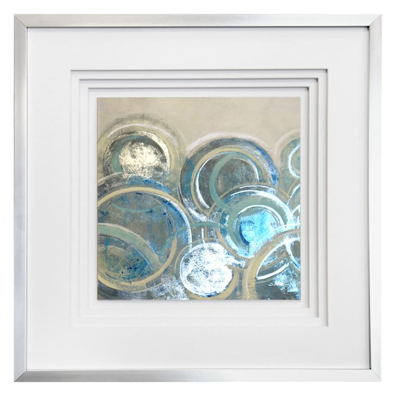 Glass Framed Circle Abstract Wall Art, 21"