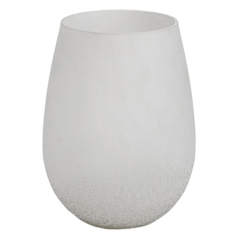 Laila Ali White Buried Teardrop Glass Vase, 9"
