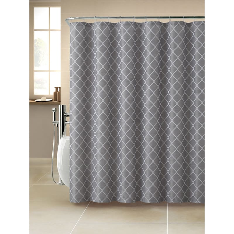 Darien Grey Jacquard Shower Curtain, 72"