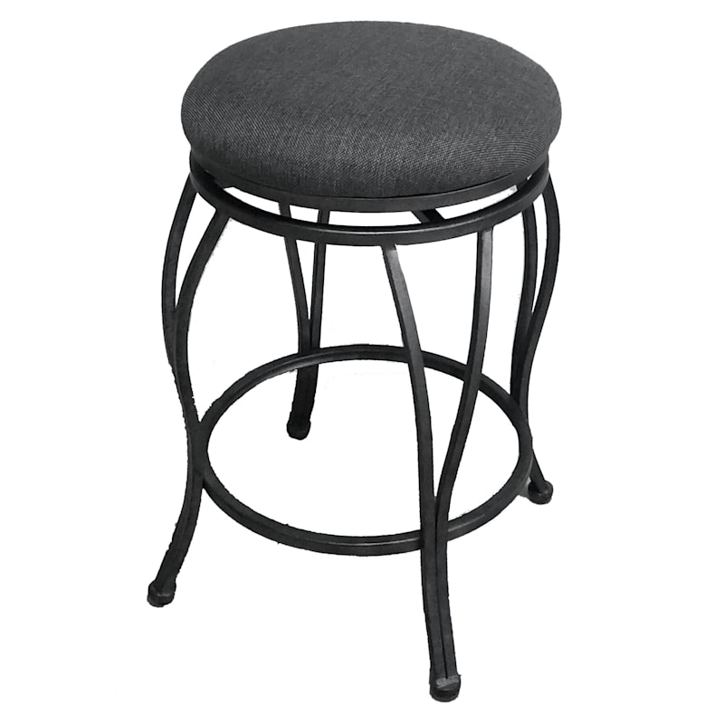 Joseph Grey Metal Backless Counter, Round Metal Swivel Bar Stools With Backless Black