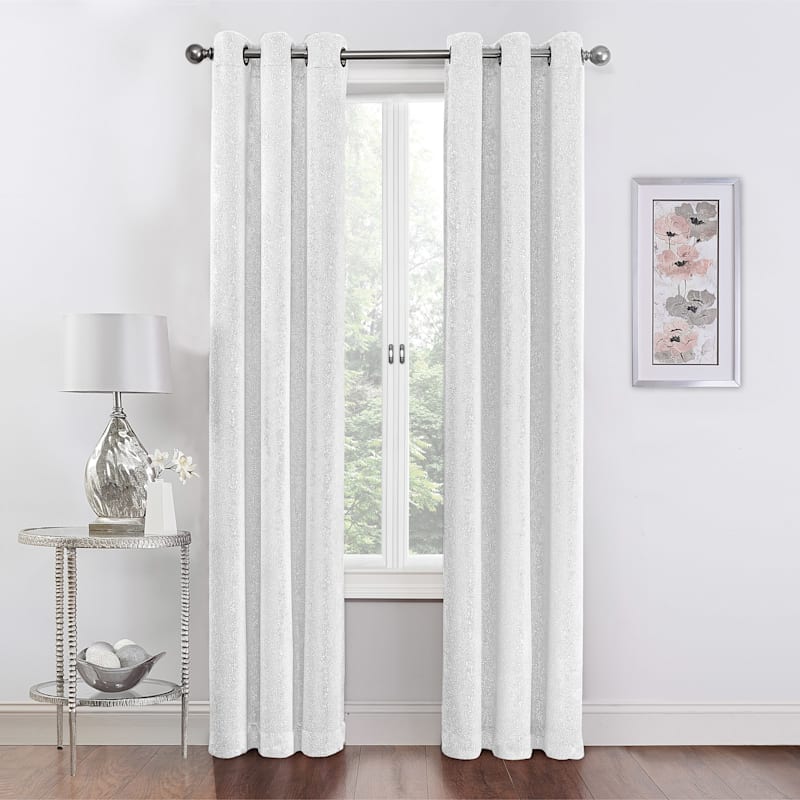 2-Pack Metallic White Blackout Grommet Curtain Panels, 95"