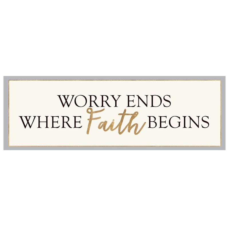 36X12 Worry Ends Where Faith Begins Foiled Canvas Art