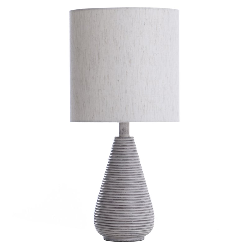 Grey Accent Lamp with Fabric Shade, 21.5"