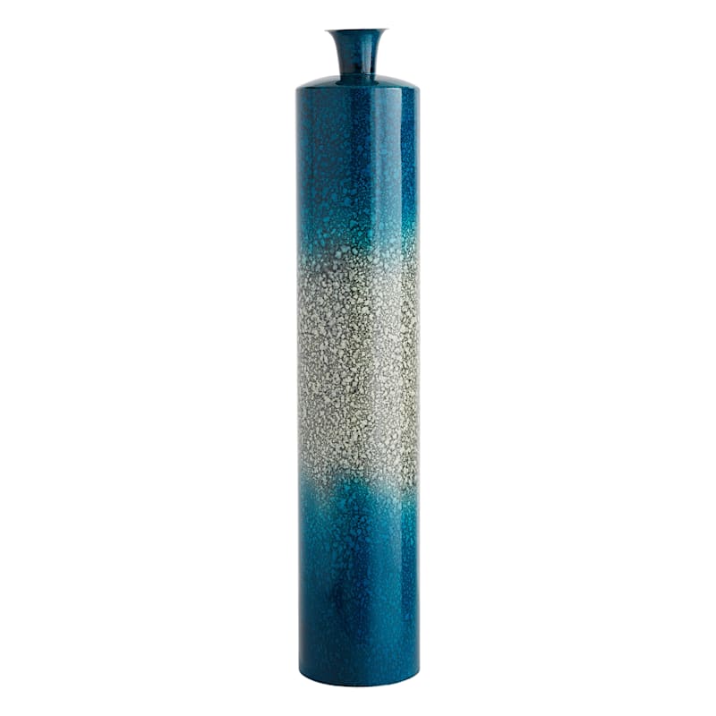 Blue Ombre Metal Bottle Floor Vase, 38"