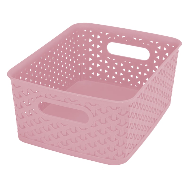 Blush Pink Y-Weave Storage Basket, Small