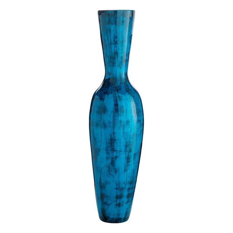 Blue Bamboo Spun Floor Vase, 36"
