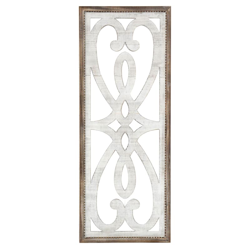 Scroll Carved Wooden Wall Panel, 15x38
