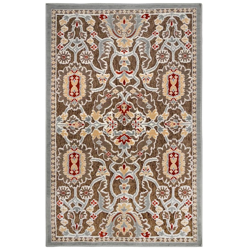Arrington Medallion Chenille High/Low Textured Accent Rug Taupe & Spice, 3x5