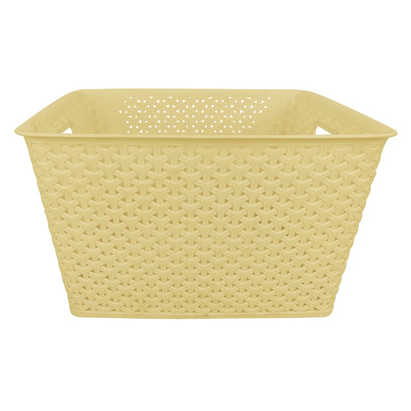 Pale Yellow Y-Weave Storage Basket, Large