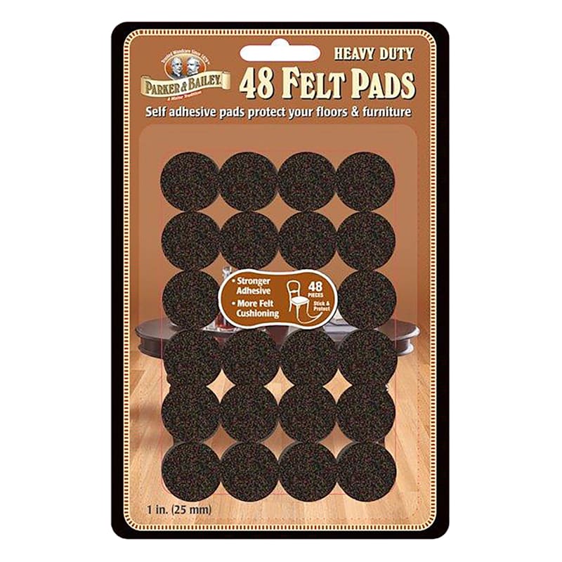 48-Pack 1" Felt Furniture Pads, Black