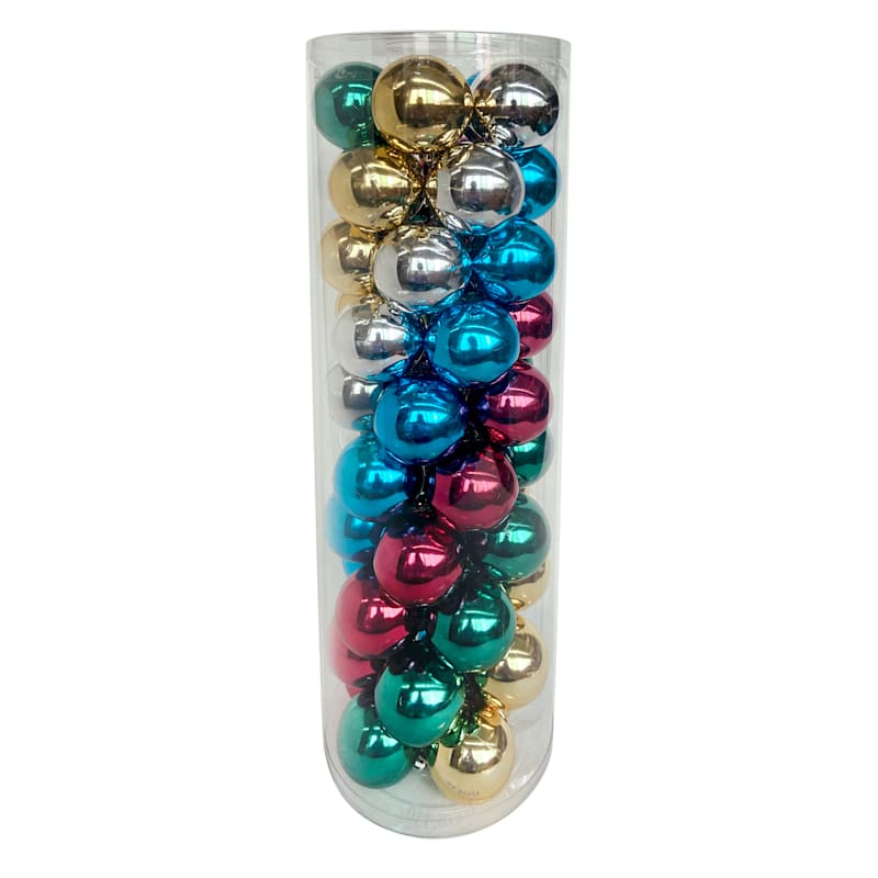 50-Count Retro Multicolor Mix Shiny Shatterproof Ornaments