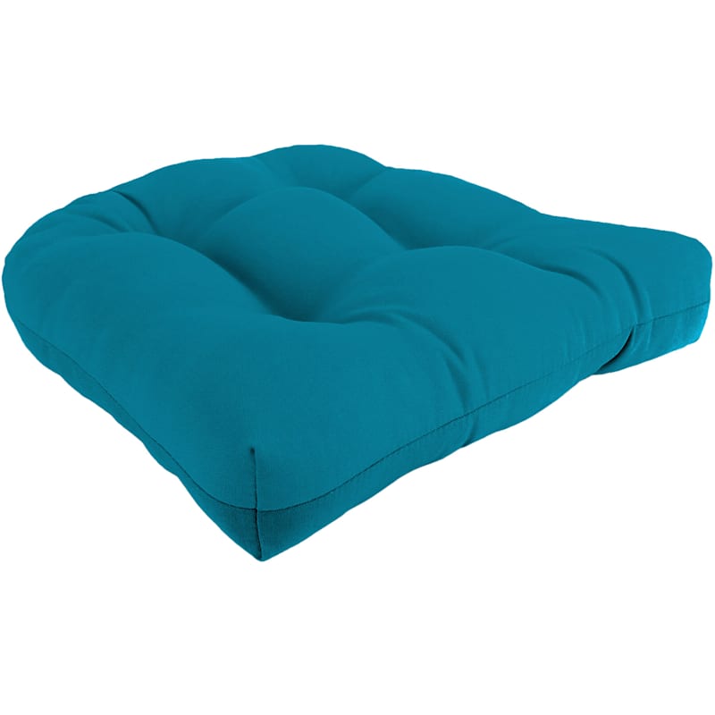 Turquoise Canvas Outdoor Wicker Seat Cushion