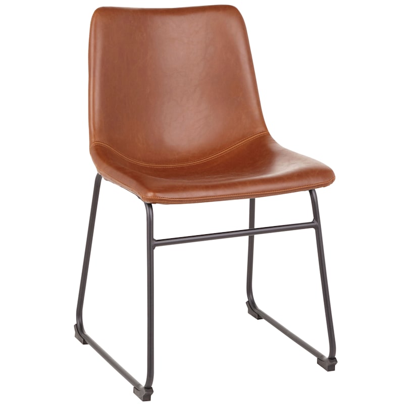 Duke Cognac Industrial Modern Dining, Mereen Ivory Upholstered Dining Chair