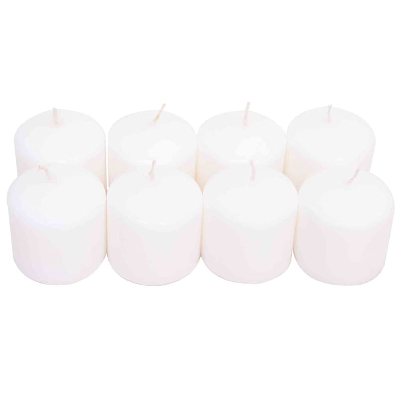8-Pack White Overdip Unscented Votive Candles