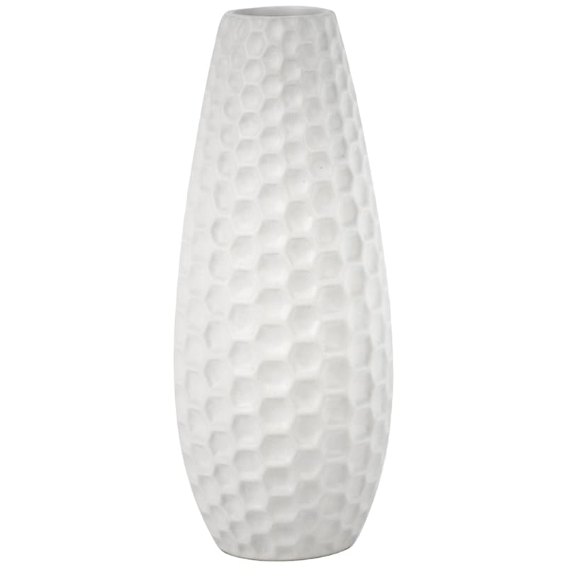 Honeybloom White Honeycomb Ceramic Vase, 12"� �