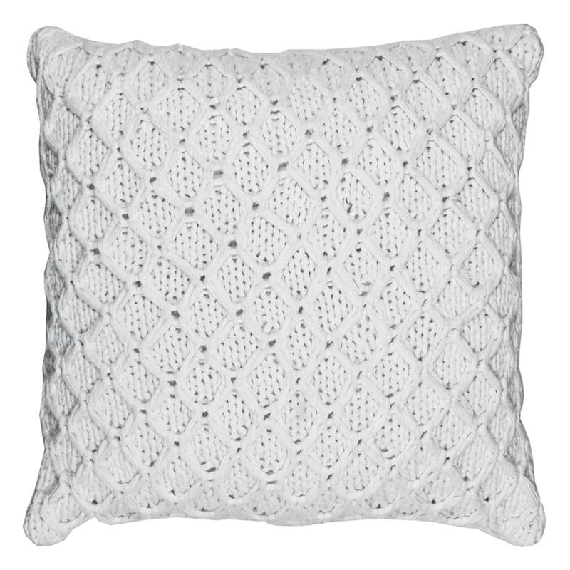 Ivory Knit Cotton Pillow 18X18