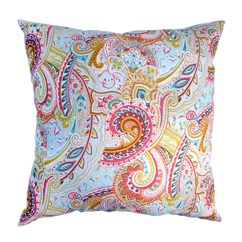 Paisley Multicolor Oversized Outdoor Throw Pillow, 20"