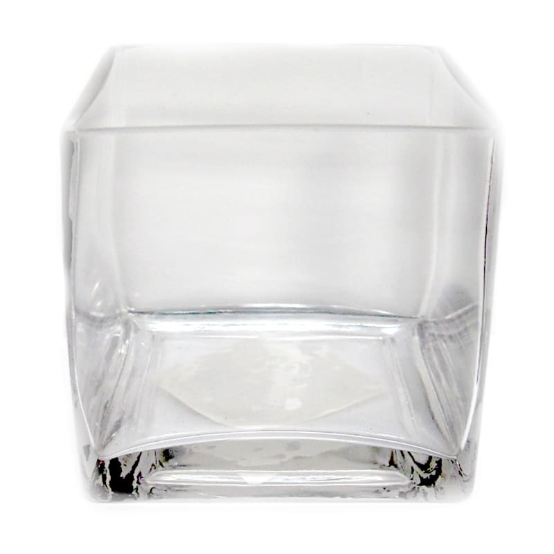 Spring Fling Clear Glass Cube Vase, 4"