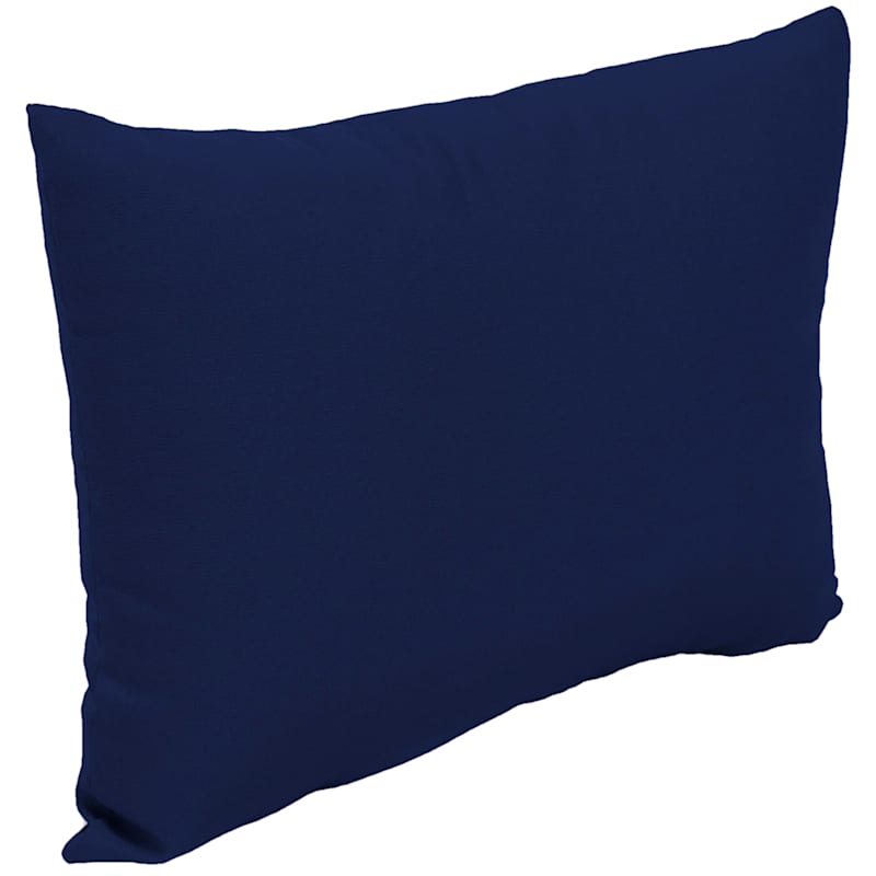 Navy Canvas Outdoor Oblong Throw Pillow, 12x16