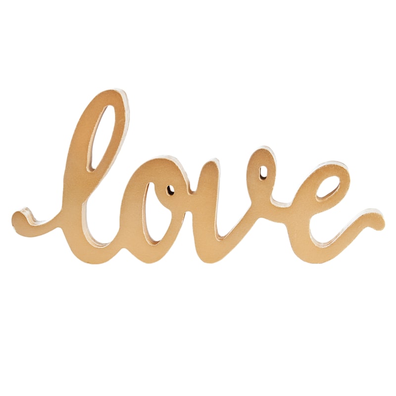 Gold Love Cutout Table Sign, 10x5